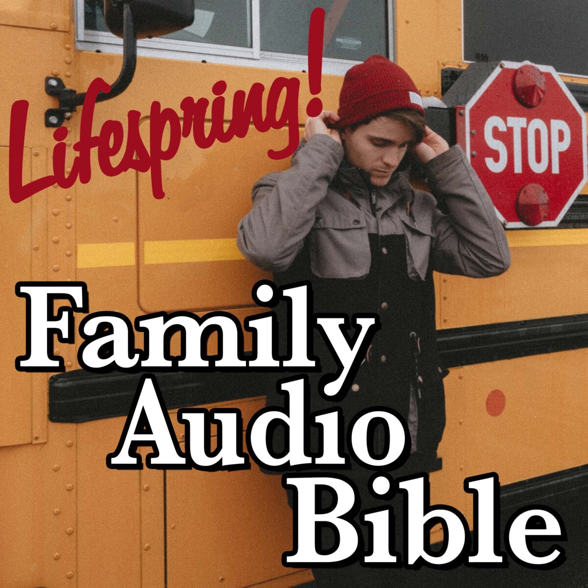 S12E177Art3000-man standing by school bus with stop sign