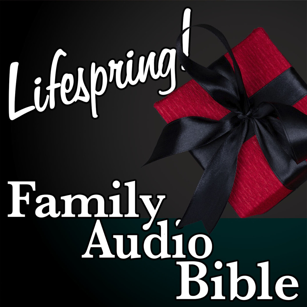 S12E284Art1400-gift box with red wrapping and black ribbon