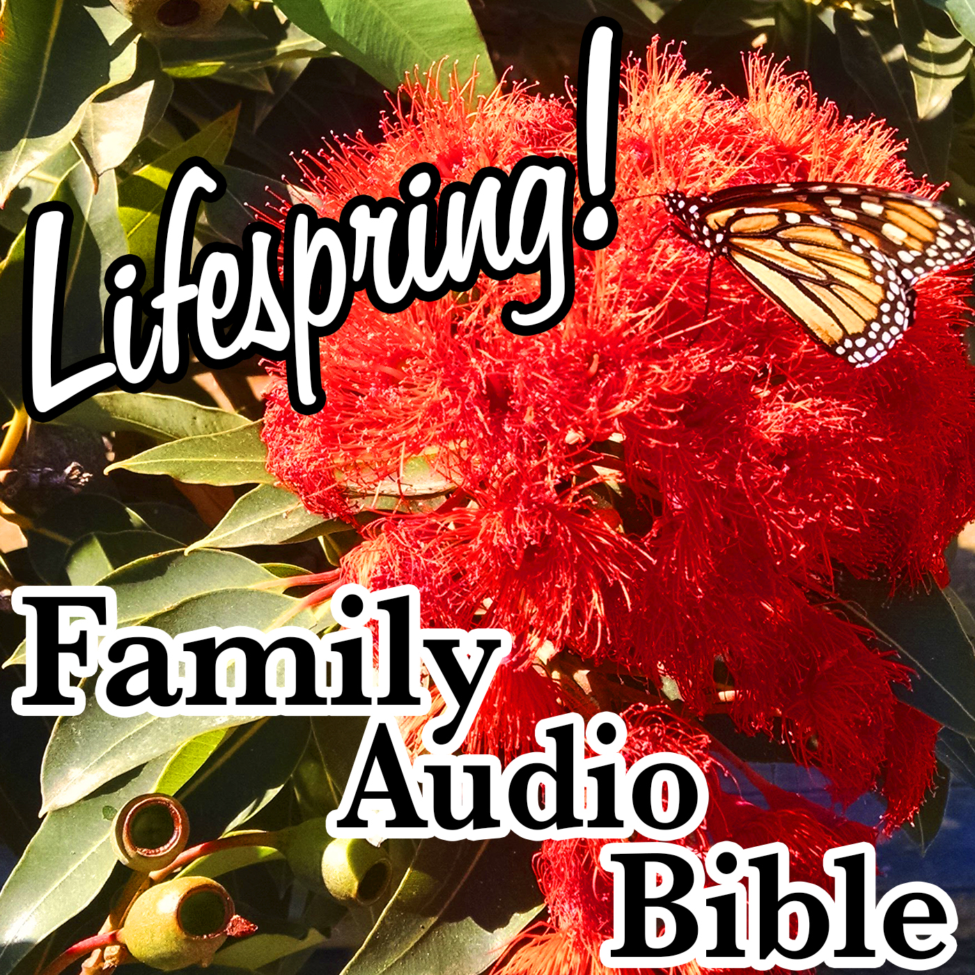 S132E056Art1400-tree with red flower and butterfly