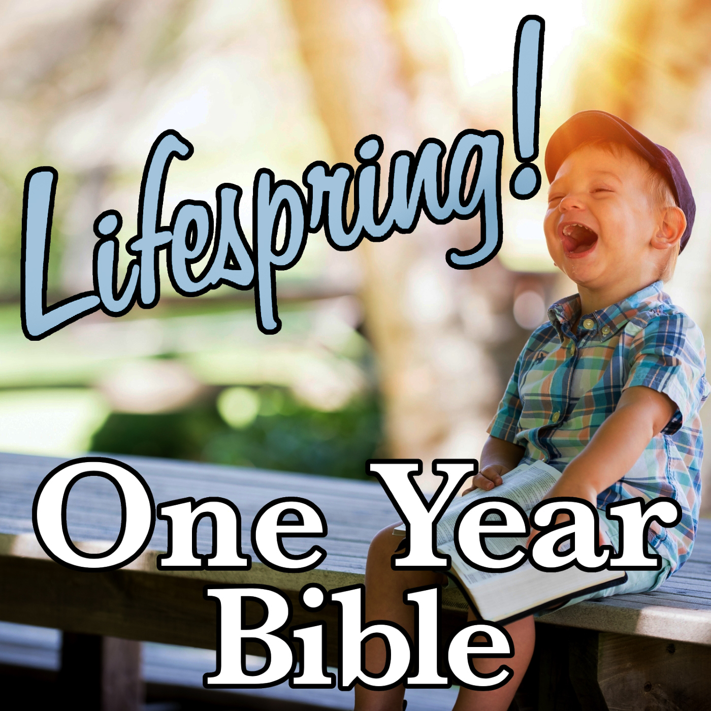 S13E351ArtSWS1400-laughing boy on bench with bible
